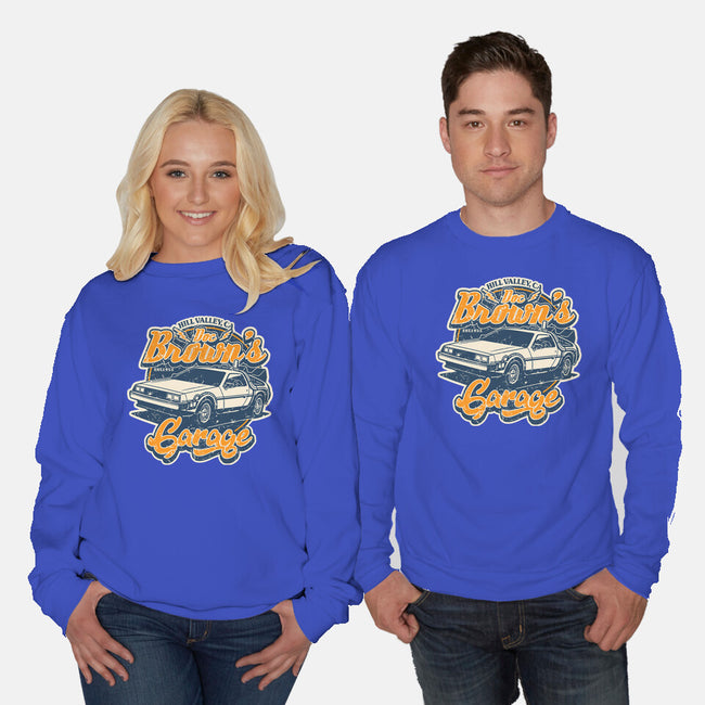 Doc Brown's Garage-Unisex-Crew Neck-Sweatshirt-SuperEdu