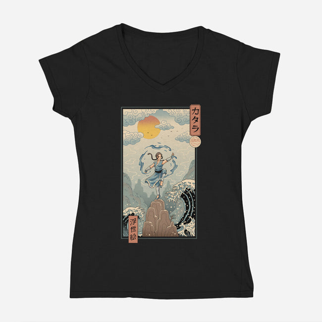 Water Nomad Ukiyo-e-Womens-V-Neck-Tee-vp021