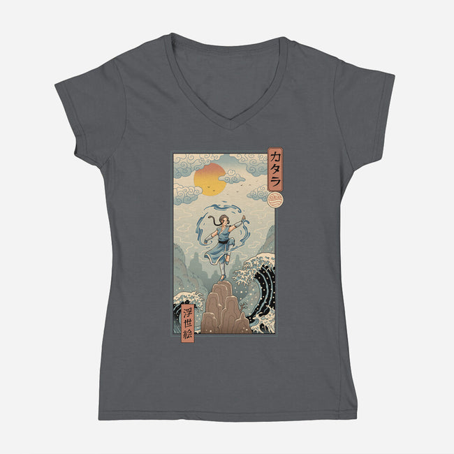 Water Nomad Ukiyo-e-Womens-V-Neck-Tee-vp021