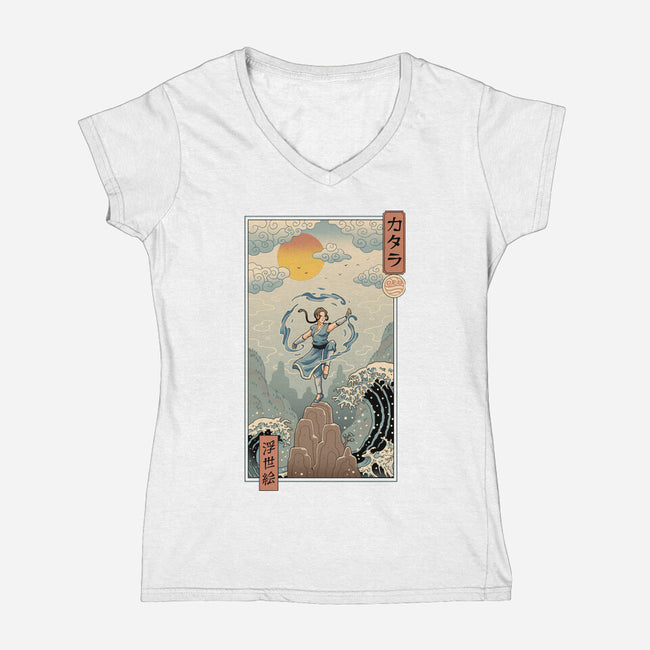 Water Nomad Ukiyo-e-Womens-V-Neck-Tee-vp021