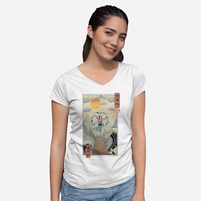 Water Nomad Ukiyo-e-Womens-V-Neck-Tee-vp021