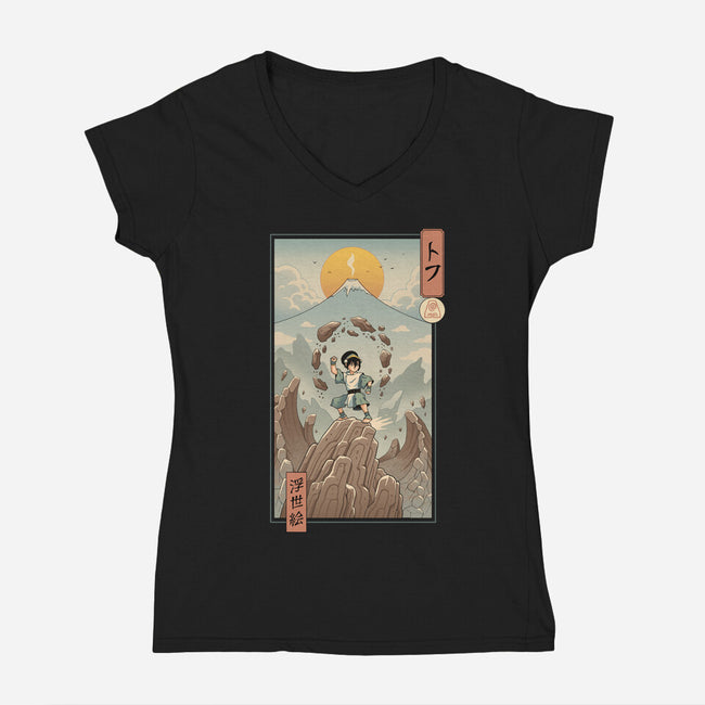 Earth Nomad Ukiyo-e-Womens-V-Neck-Tee-vp021