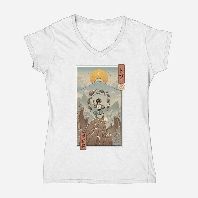 Earth Nomad Ukiyo-e-Womens-V-Neck-Tee-vp021