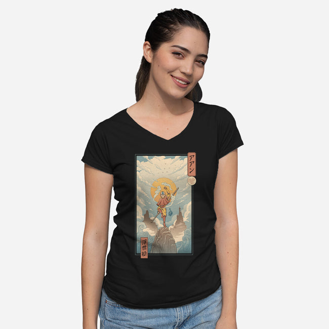 Air Nomad Ukiyo-e-Womens-V-Neck-Tee-vp021