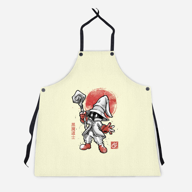 Black Mage Sumi-E-Unisex-Kitchen-Apron-Astrobot Invention