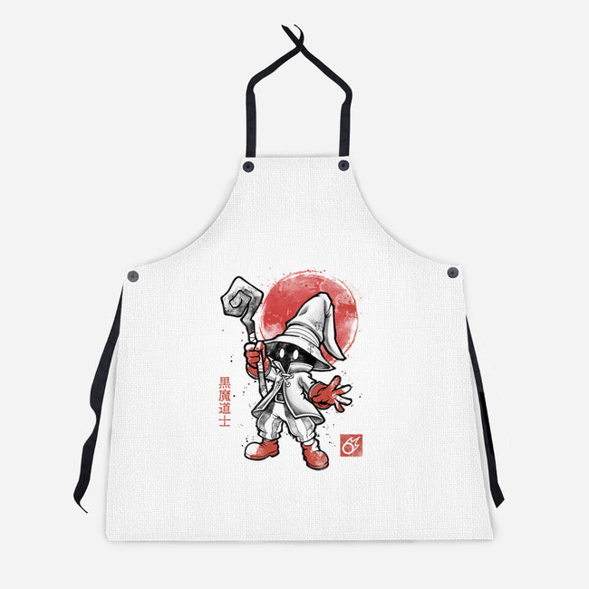 Black Mage Sumi-E-Unisex-Kitchen-Apron-Astrobot Invention