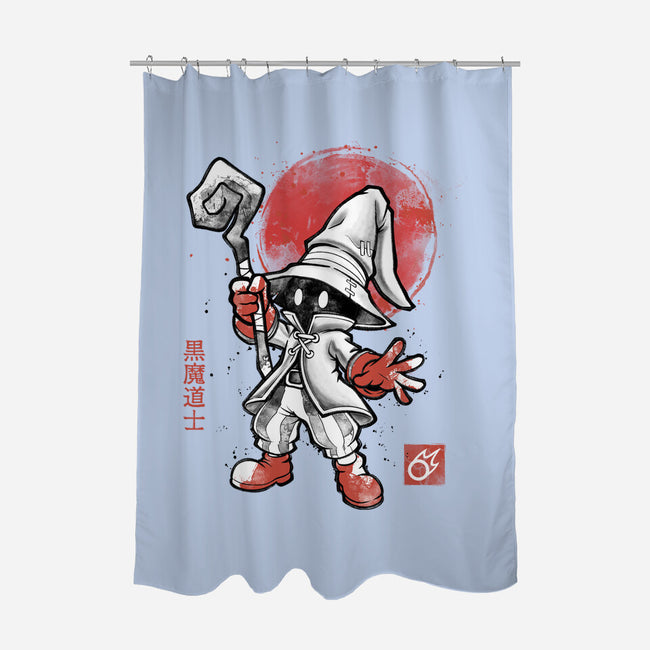 Black Mage Sumi-E-None-Polyester-Shower Curtain-Astrobot Invention