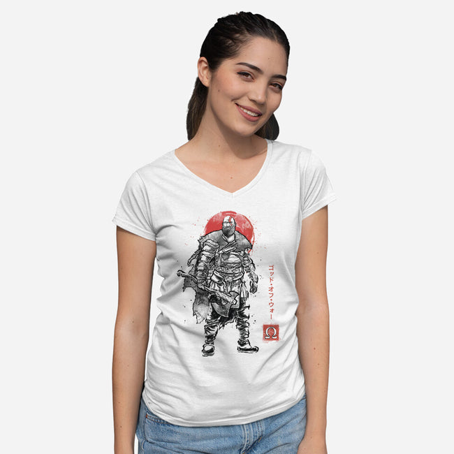 The Rustlord Eternal Sumi-E-Womens-V-Neck-Tee-Astrobot Invention