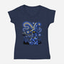 Black Mage Starry Night-Womens-V-Neck-Tee-Astrobot Invention