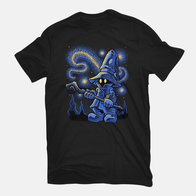 Black Mage Starry Night-Womens-Fitted-Tee-Astrobot Invention