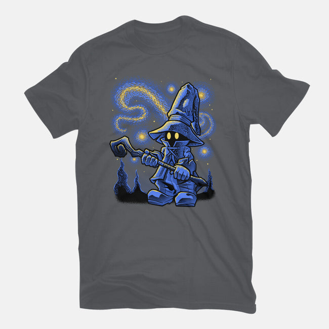 Black Mage Starry Night-Unisex-Basic-Tee-Astrobot Invention