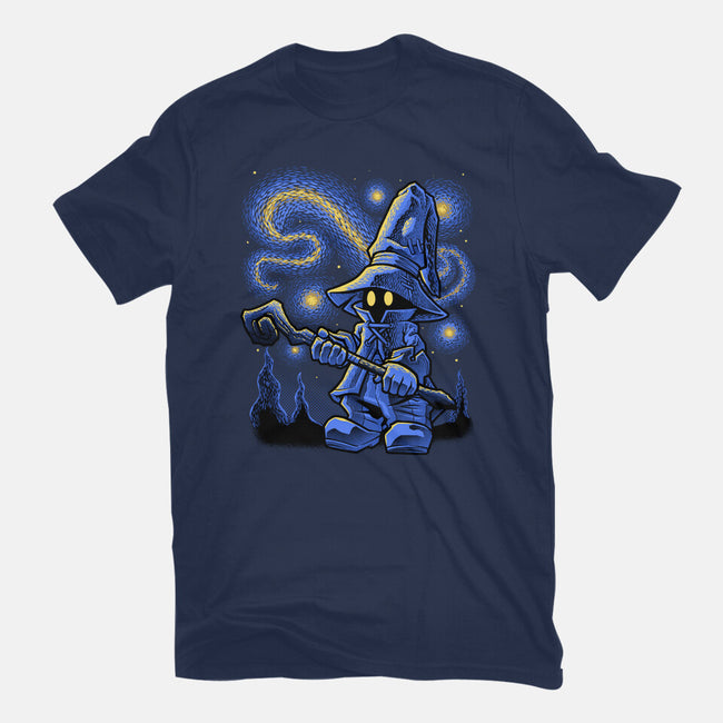 Black Mage Starry Night-Womens-Fitted-Tee-Astrobot Invention