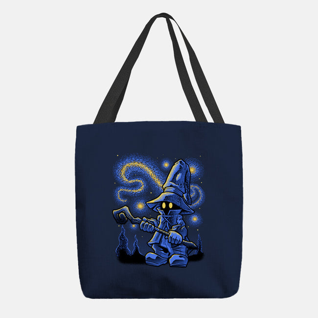 Black Mage Starry Night-None-Basic Tote-Bag-Astrobot Invention