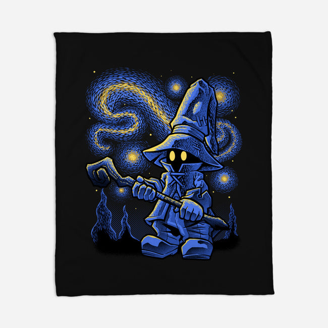 Black Mage Starry Night-None-Fleece-Blanket-Astrobot Invention