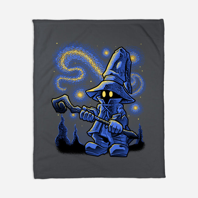 Black Mage Starry Night-None-Fleece-Blanket-Astrobot Invention
