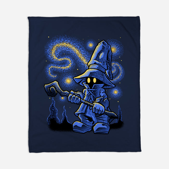Black Mage Starry Night-None-Fleece-Blanket-Astrobot Invention