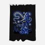 Black Mage Starry Night-None-Polyester-Shower Curtain-Astrobot Invention
