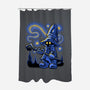 Black Mage Starry Night-None-Polyester-Shower Curtain-Astrobot Invention