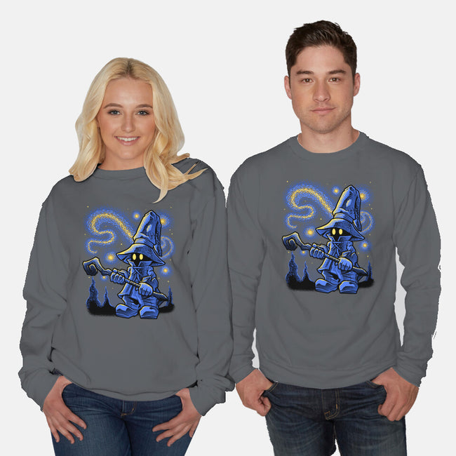 Black Mage Starry Night-Unisex-Crew Neck-Sweatshirt-Astrobot Invention