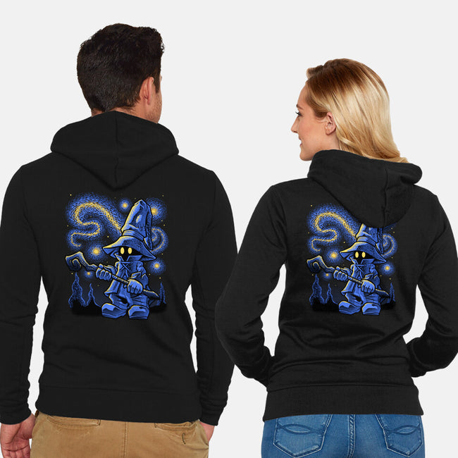 Black Mage Starry Night-Unisex-Zip-Up-Sweatshirt-Astrobot Invention