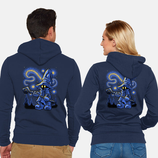 Black Mage Starry Night-Unisex-Zip-Up-Sweatshirt-Astrobot Invention