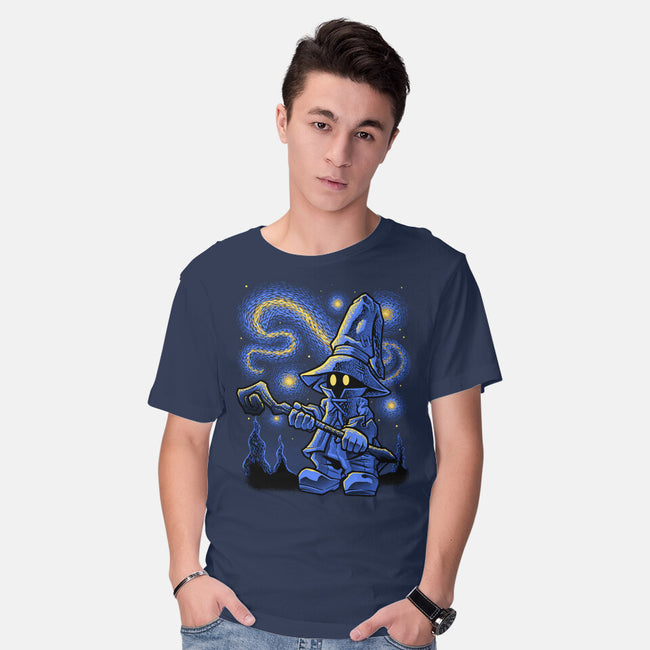 Black Mage Starry Night-Mens-Basic-Tee-Astrobot Invention