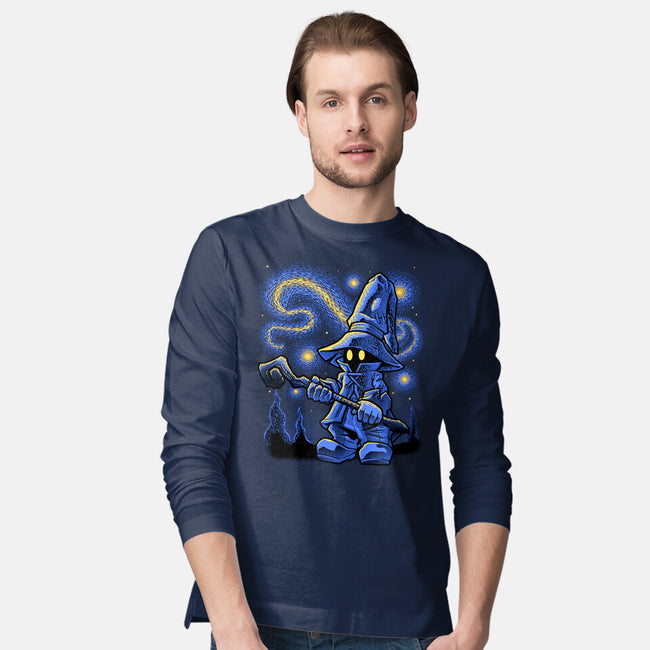 Black Mage Starry Night-Mens-Long Sleeved-Tee-Astrobot Invention