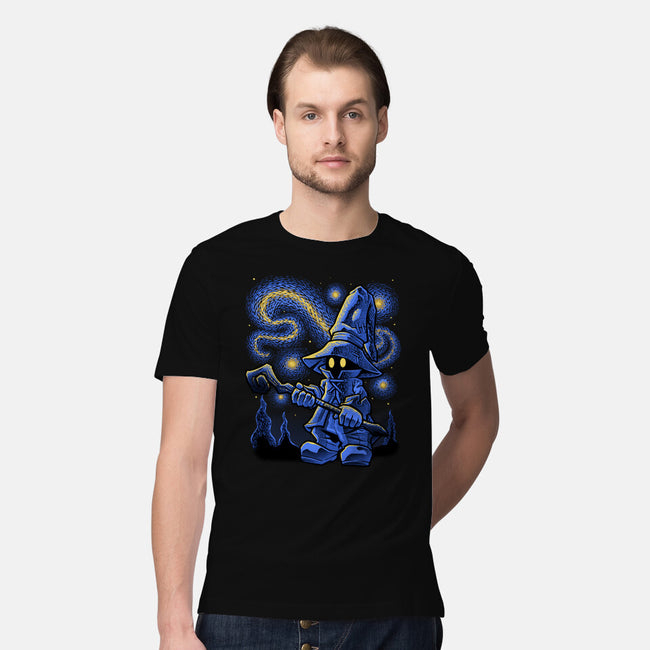 Black Mage Starry Night-Mens-Premium-Tee-Astrobot Invention