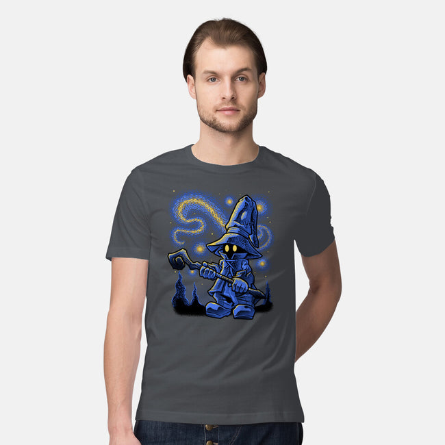 Black Mage Starry Night-Mens-Premium-Tee-Astrobot Invention