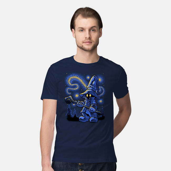 Black Mage Starry Night-Mens-Premium-Tee-Astrobot Invention
