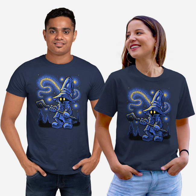 Black Mage Starry Night-Unisex-Basic-Tee-Astrobot Invention