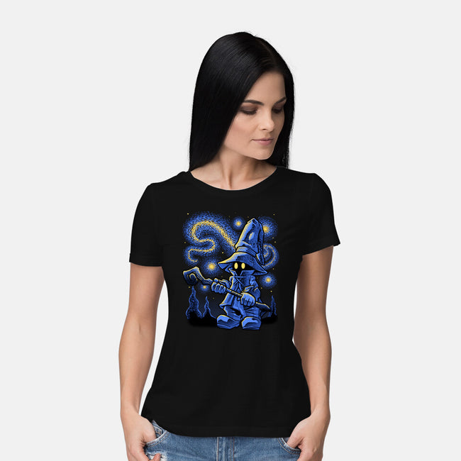 Black Mage Starry Night-Womens-Basic-Tee-Astrobot Invention