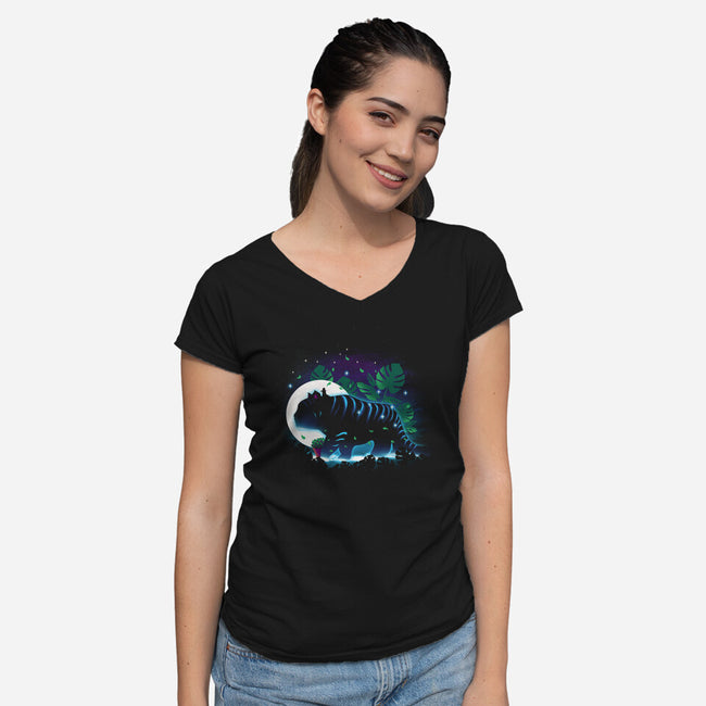 Derpy Night Landscape-Womens-V-Neck-Tee-dandingeroz
