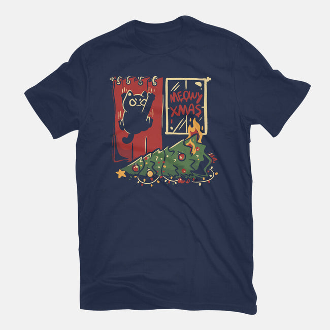 Meowy Xmas Cat-Unisex-Basic-Tee-eduely
