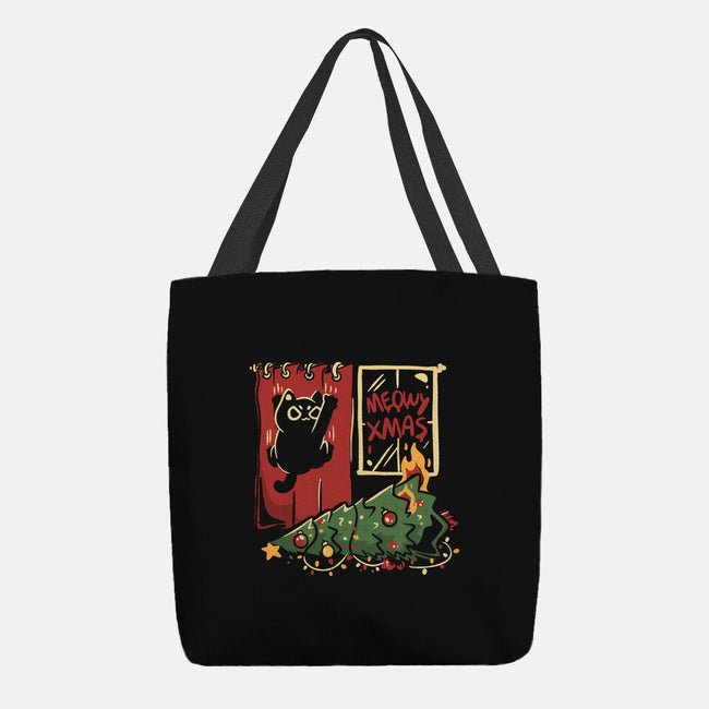 Meowy Xmas Cat-None-Basic Tote-Bag-eduely