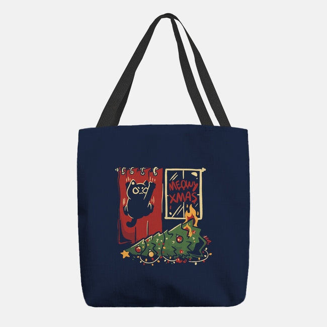 Meowy Xmas Cat-None-Basic Tote-Bag-eduely