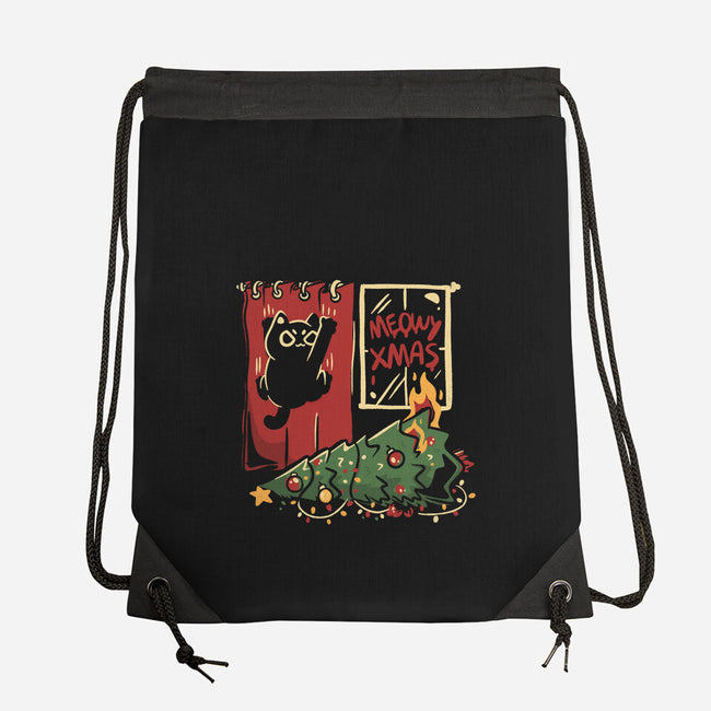 Meowy Xmas Cat-None-Drawstring-Bag-eduely