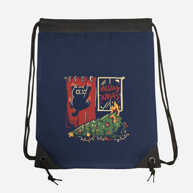 Meowy Xmas Cat-None-Drawstring-Bag-eduely