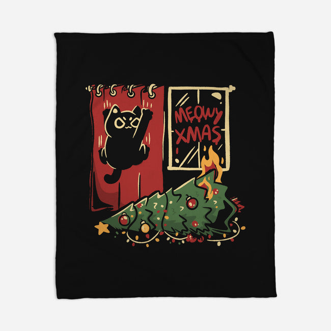 Meowy Xmas Cat-None-Fleece-Blanket-eduely