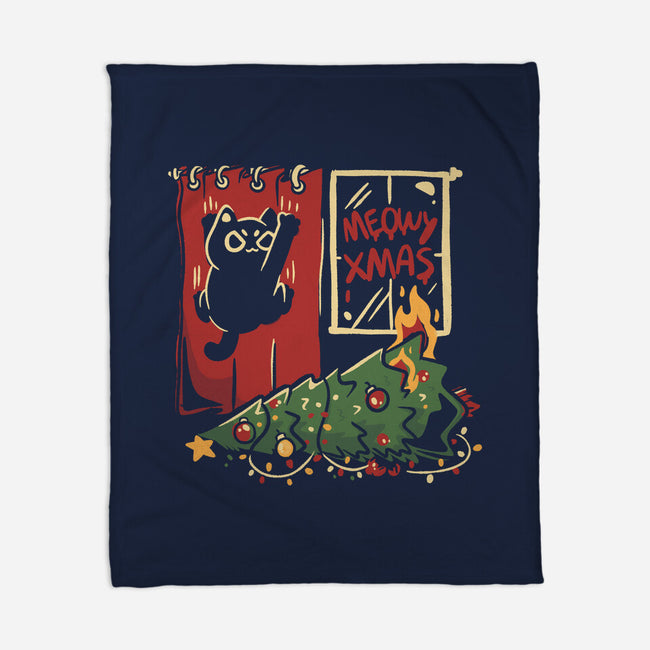 Meowy Xmas Cat-None-Fleece-Blanket-eduely