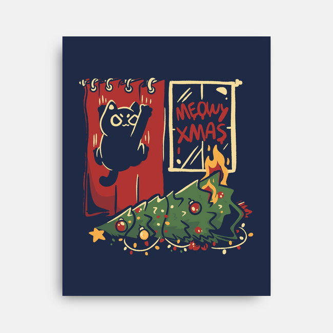 Meowy Xmas Cat-None-Stretched-Canvas-eduely