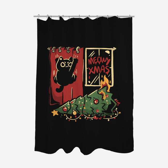 Meowy Xmas Cat-None-Polyester-Shower Curtain-eduely