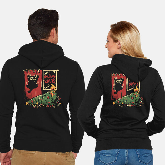 Meowy Xmas Cat-Unisex-Zip-Up-Sweatshirt-eduely