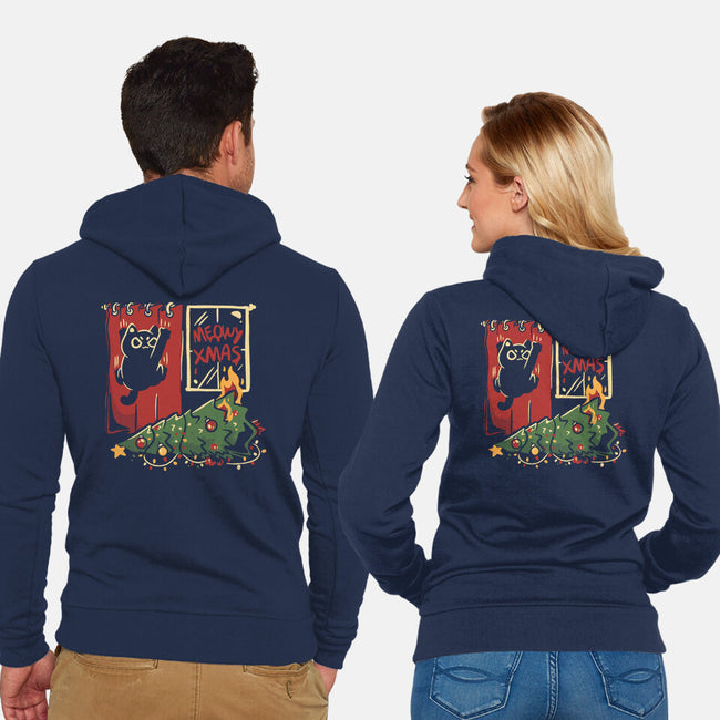 Meowy Xmas Cat-Unisex-Zip-Up-Sweatshirt-eduely