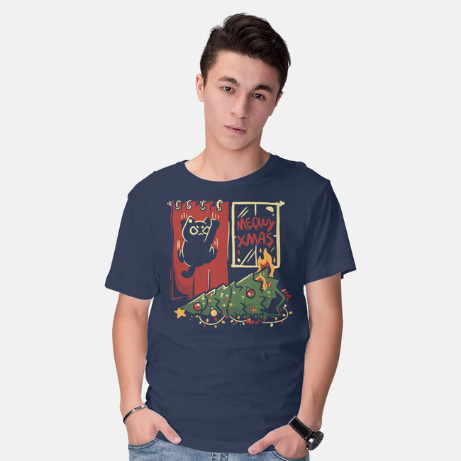 Meowy Xmas Cat-Mens-Basic-Tee-eduely