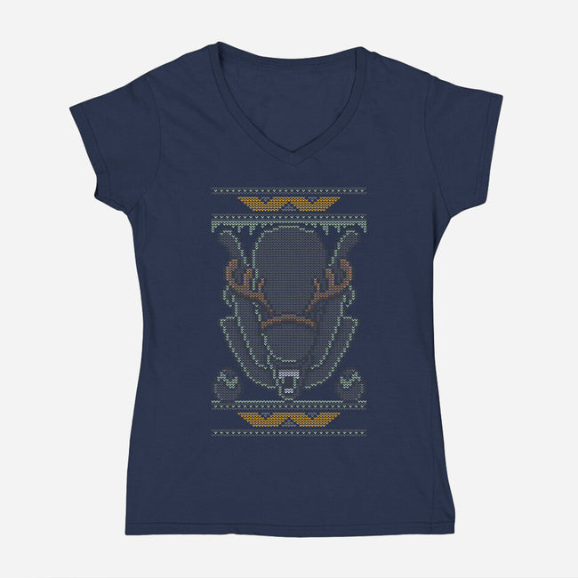 Xeno Christmas-Womens-V-Neck-Tee-jrberger