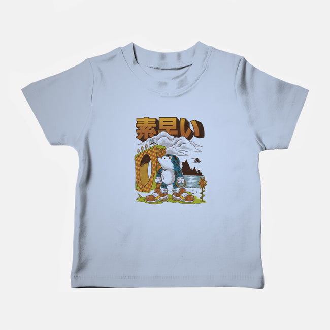 Retro Hedgehog-Baby-Basic-Tee-Henrique Torres