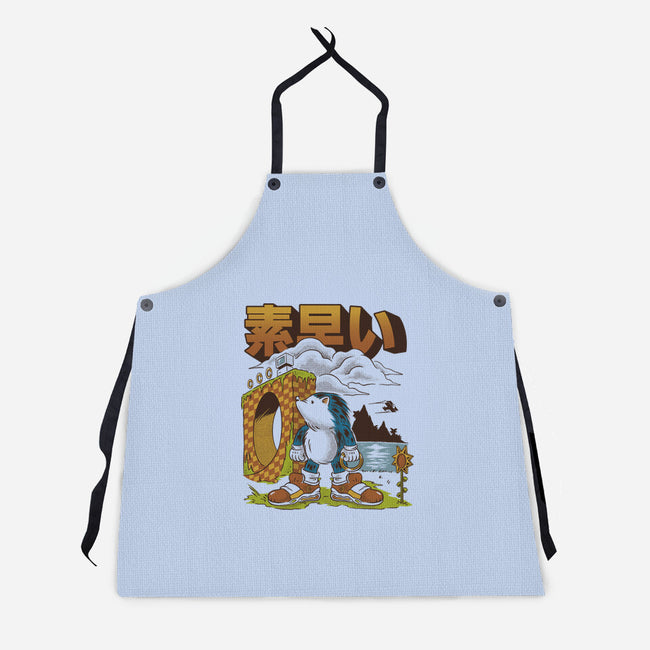 Retro Hedgehog-Unisex-Kitchen-Apron-Henrique Torres