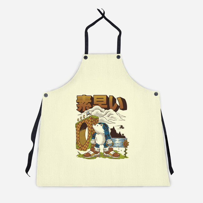 Retro Hedgehog-Unisex-Kitchen-Apron-Henrique Torres