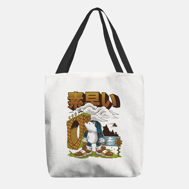 Retro Hedgehog-None-Basic Tote-Bag-Henrique Torres